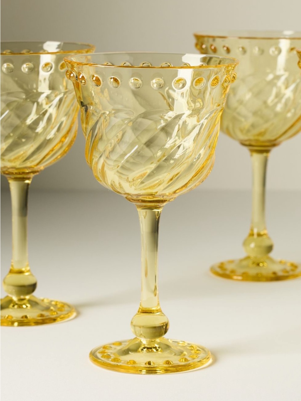 BNIB Anthropologie Esther Acrylic Wine Glasses, Set of 3!!!, Sunshine Yellow